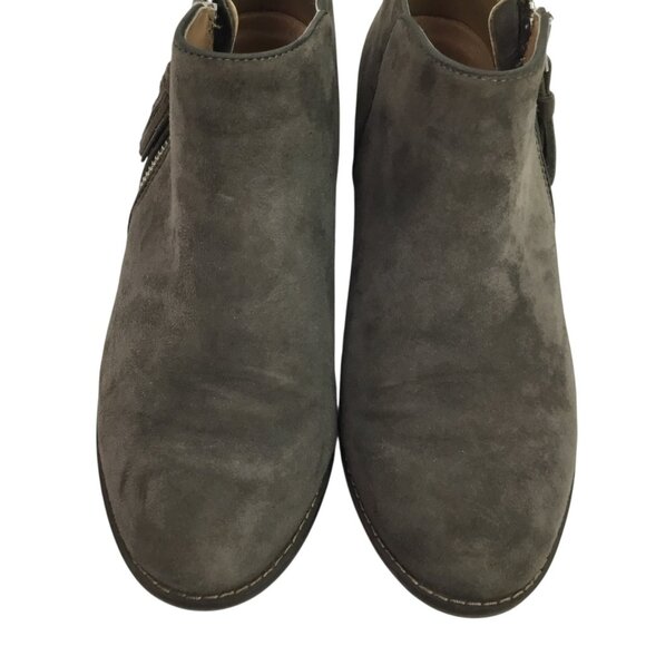 Vionic Serena Womens 7 Suede Ankle Booties Gray Side Zipper - Picture 7 of 13